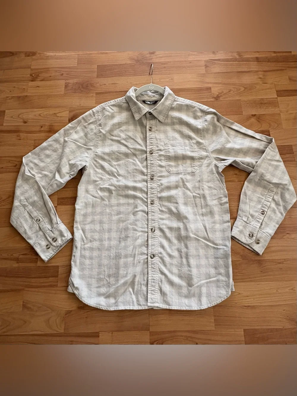 The North Face Men’s Light Gray Plaid Button-Down Shirt